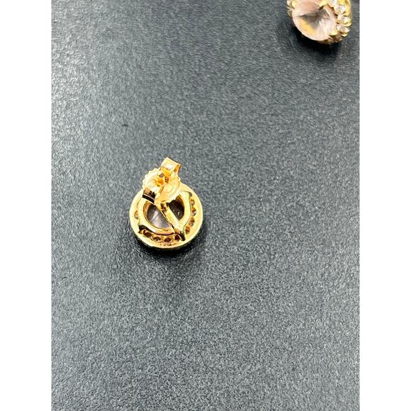 14K Rose Gold Round Prong Blush Morganite and Diamond Halo Stud Earrings - Picture 6 of 11